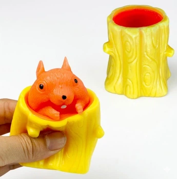 Игрушка антистресс Pop It Фуфлик - выпрыгивающая белка OS258888\2 желтая с оранжевым.