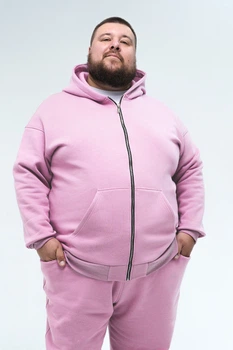 Толстовка чоловіча на блискавці оверсайз Plus Size Pink 8XL
