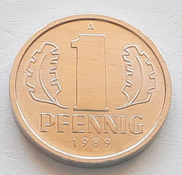 Монета НДР 1 пфеніг 1989