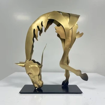 Фигурка металлическая Лошадь, 22х7х24 см, золото (3006688)