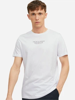 Футболка хлопковая длинная мужская Jack & Jones 12217167-White M Белая (5715311991194)