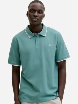 Поло довге чоловіче Jack & Jones 12268130-Mineral Blue S М'ятне (5715830455207)