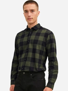 Рубашка хлопковая мужская Jack & Jones 12181602-Dusty Olive L Темно-зеленая (5714917884701)
