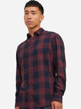 Рубашка хлопковая мужская Jack & Jones 12181602-Port Royale 2XL Бордовая (5714921625765)