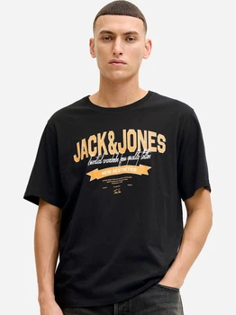 Футболка хлопковая длинная мужская Jack & Jones 12288016-Black L Черная (5715733608687)