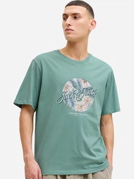 Футболка хлопковая длинная мужская Jack & Jones 12288088-Mineral Blue L Мятная (5715824342230)