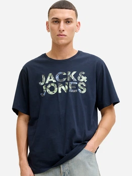 Футболка хлопковая длинная мужская Jack & Jones 12288536-Sky Captain XL Темно-синяя (5715830432000)