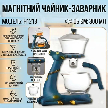 Чайник-заварник с магнитным дозатором и стеклянной чашей 300 мл H1213
