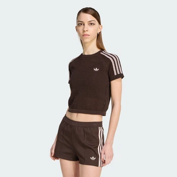 Жіноча футболка KNITTED CROCHET CALI adidas KC6480 (XL) коричневий (4068812791246)