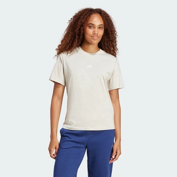 Женская футболка Essentials Small Logo Cotton adidas JI6079 (2XL) бежевый (4067902850344)