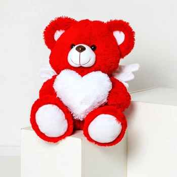 Плюшевий ведмедик Янголятко Teddy Boom 60см червоний