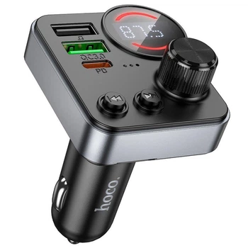 Автомобільний FM трансмітер HOCO E86 Alegria Bluetooth, 48W, PD/QC, 2×USB + Type-C, Hands-Free, підтримка USB/TF
