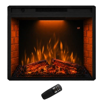 Электрокамин с обогревом Royal Goodfire 23 LED со звуком, дровами и кирпичной кладкой, цветной подсветкой и яркостью пламени, размер 616x500x225 (EF23S)