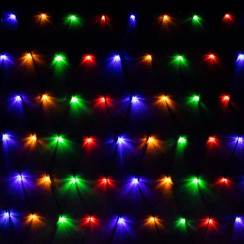 Гірлянда 200 LED чорний провід Сітка КОЛЬОРОВА 8мм, 2м*2м, коробка 17-16