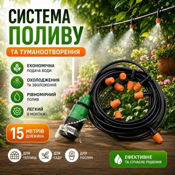Система полива и туманообразования для сада Muct Cooling Kit 15 м капельное орошение для теплиц и растений
