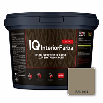 Інтер’єрна глибокоматова фарба VAMIUT IQ InteriorFarba BASIC, RAL 7034 (Жовто-сірий), 10 л.