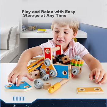Hape (Німеччина) Дитяча іграшка для складання, подарунок на день народження, набір викруток та гайок, універсальний ящик для інструментів столяра E8039