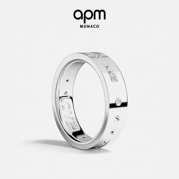 Кольцо APM Monaco LOVE с азбукой Морзе, женские парные кольца, модные украшения, кольцо на палец для девушки, серебристо-белый, 056