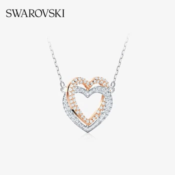 Колье SWAROVSKI HYPERBOLA с переплетающимися сердцами, подарок на день рождения девушки, женское украшение, 5518868