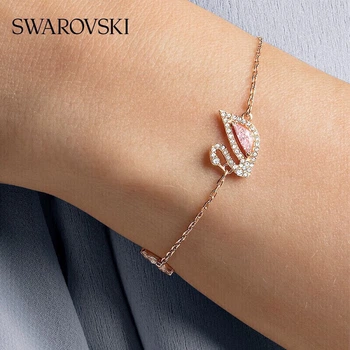 Жіночий браслет SWAROVSKI DAZZLING SWAN рожевого кольору з принтом лебедя, подарунок на день народження жінки, 5472271