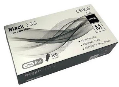 Рукавички нітрилові CEROS BLACK 3.5G, розмір М, 100шт/уп