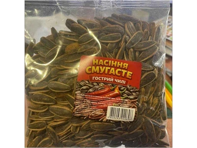 Насіння соняшнику ГУЛІ ГУЛІ Спеції 150г СМУГАСТЕ Гострий Чилі (прозора упаковка)