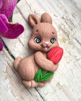 Силіконовий молд Зайка з тюльпанчиком