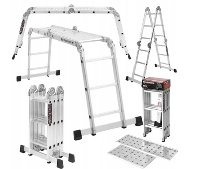 Драбина-трансформер Kraft&Dele KD4070 4x3 3.46 м 150 кг срібляста
