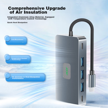 Док-станция расширения Acer Type-C с двумя портами HDMI и конвертером для зеркального отображения трех экранов HUB3.0 Hub PD100W, совместимая с ноутбуками Huawei на Android и другими устройствами расширения.