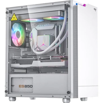 Aigo JV13 белый, корпус для настольного компьютера, малый корпус формата Matx (прозрачная боковая панель, материнская плата ITX, система водяного охлаждения 240 мм, RGB-подсветка).