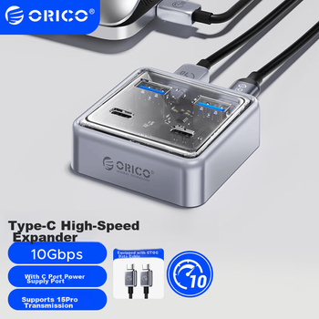 Док-станція розширення ORICO, концентратор Type-C, високошвидкісний розгалужувач USB 3.2 10 Гбіт/с, конвертер один-до-порту для ноутбука, подовжувач для настільного комп'ютера, багатопортовий USB-кабель, 1 метр