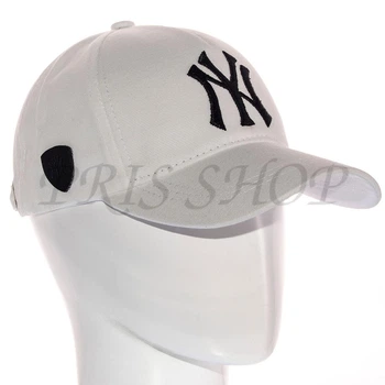 Кепка Unisex с брендовая вышивкой бейсболка котоновая с регулировкой размера New York Bth20781 XL / 59-60 Белый-черный