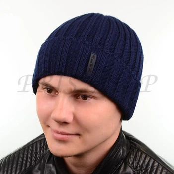 Шапка мужская с отворотом на флисовой подкладке Alex 18109 L / 57-58 Темно-синий