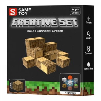 Магнитный конструктор Same Toy Creative Set Wood 20эл mcraft-1711-sm