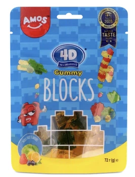 Цукерки желейні Блоки 4D Amos 72г(6936756282404)