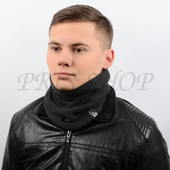Снуд чоловічий вовняний утеплений флісом Alex Al17057S 50*25 Темно-сірий