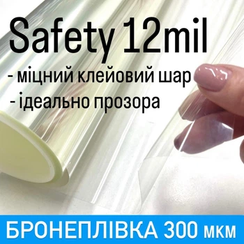 Бронепленка на окна Proffilms Safety 12mil, размер 110см x 152см товщина 300мкм