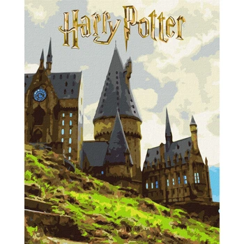 Картина по номерам, набір для розпису "Harry Potter: Пейзаж Гоґвортсу" KHO5232 з фарбами металік 40x50 см