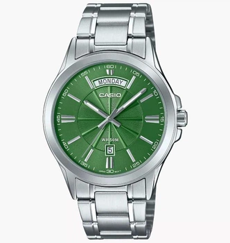 Мужские часы Casio MTP-1381D-3A зеленые 50 м