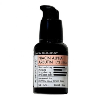 Осветляющая сыворотка с ниацинамидом и альфа–арбутином Derma Factory Niacin Alfa-Arbutin 17% Serum 30 мл