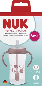 Поилка Nuk Perfect Match Learner Straw Cup Медведь с силиконовой трубочкой 260 мл (4008600446439)
