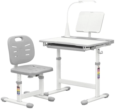 Комплект Evo-kids стілець + стіл + полиця + лампа Сірий (Evo-17 G Ergo)