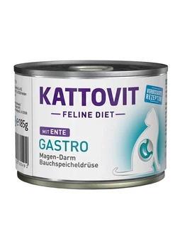 Влажный корм Kattovit Veterinary Gastro для котов с заболеваниями ШКТ и поджелудочной железы с уткой (паштет) 12 шт х 185 г