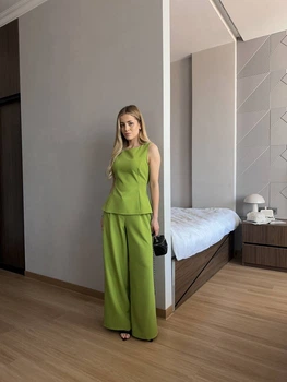 Жіночий прогулянковий костюм (топ+брюки) Uaclothes 42 Салатовий (like38173-186051349)