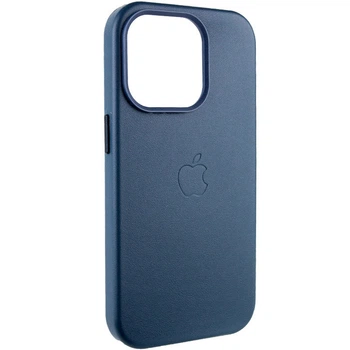 Кожаный чехол Leather Case MagSafe для iPhone 14 Pro Indigo Blue