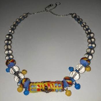 Шелесты -Бусы стекла ручной работы и Кристаллы с покрытием Aurora Borealis ISTA Lampwork N 231 56 см