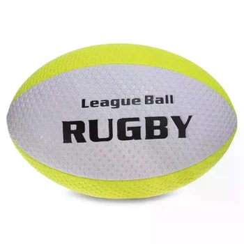 Мяч для регби Zelart RUGBY Liga ball №5 Бело-желтый (резиновый, рельефная поверхность)