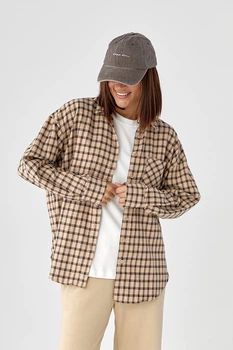 Сорочка в клетку с накладным карманом Lurex Кофейный L (261600)