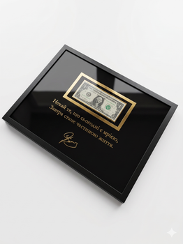 Подарунок картина з підписом Джима Керрі і справжньою банкнотою 1 USD (А3 30х40см)