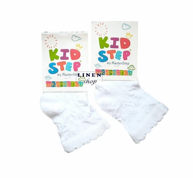 Набор 2шт однотонные белые детские носки в кружево Master Step KidStep 895 н1 6-8 на 0-3мес
